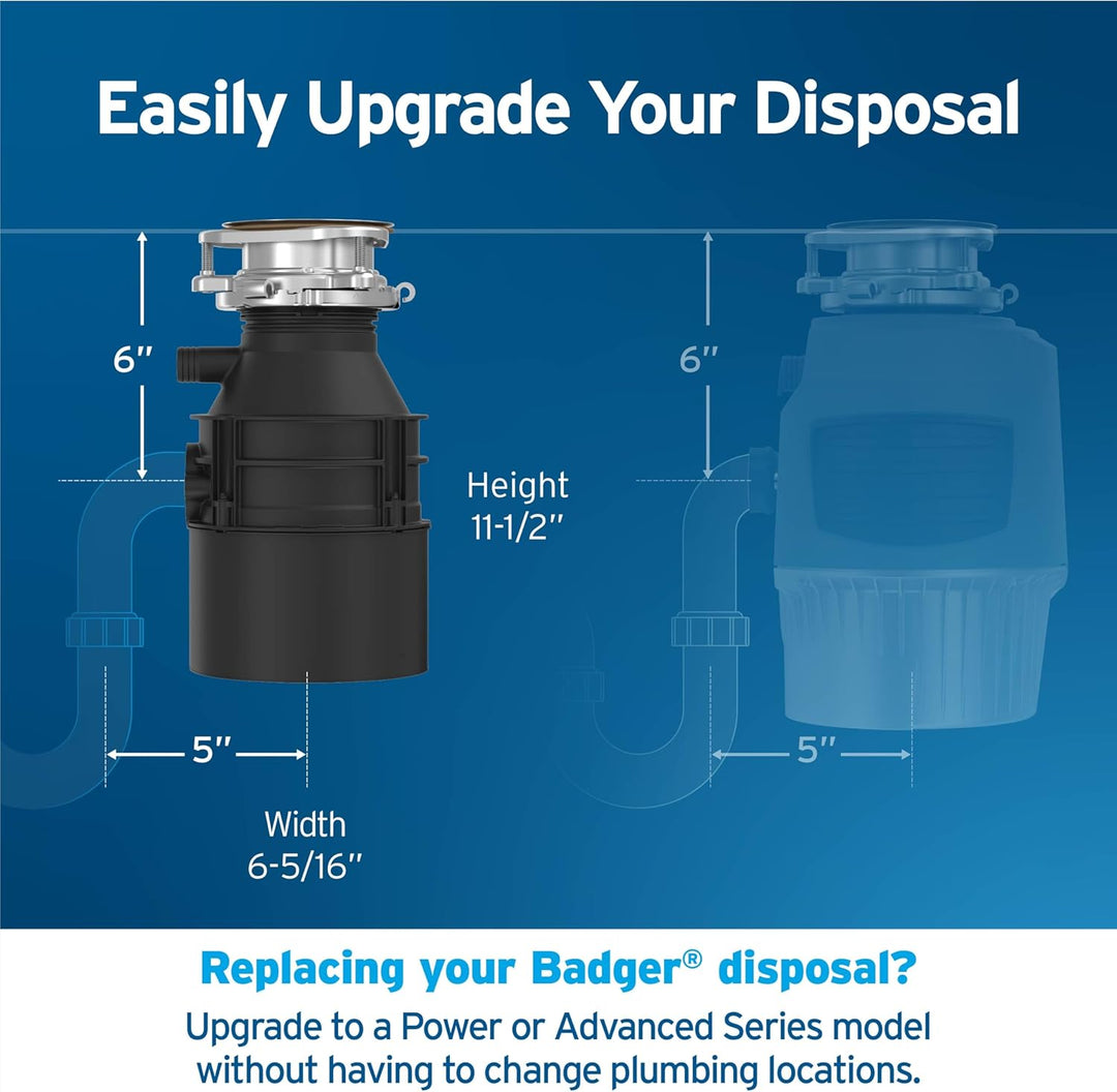Heavy-Duty 1/2 HP Kitchen Garbage Disposal – Continuous Feed Food Waste Disposer for Residential Sinks, Compact & Reliable Waste Grinding System