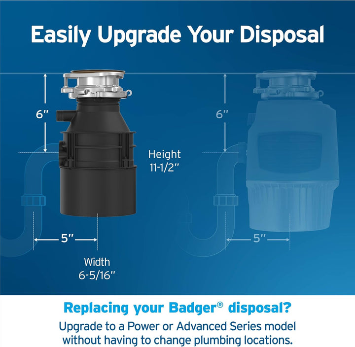 Heavy-Duty 1/2 HP Kitchen Garbage Disposal – Continuous Feed Food Waste Disposer for Residential Sinks, Compact & Reliable Waste Grinding System