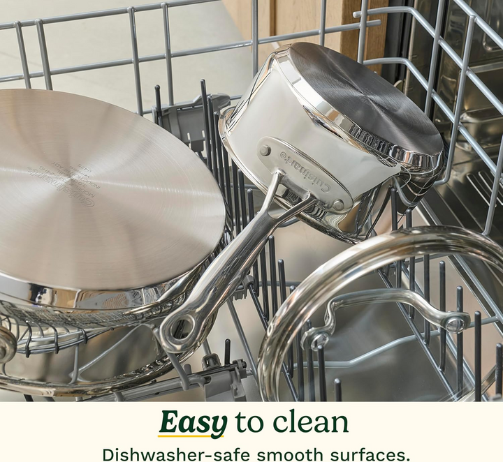 11-Piece Stainless Steel Cookware Set with Induction-Compatible Base, Aluminum Core Heat Distribution, Glass Lids, Dishwasher Safe Pots and Pans Set