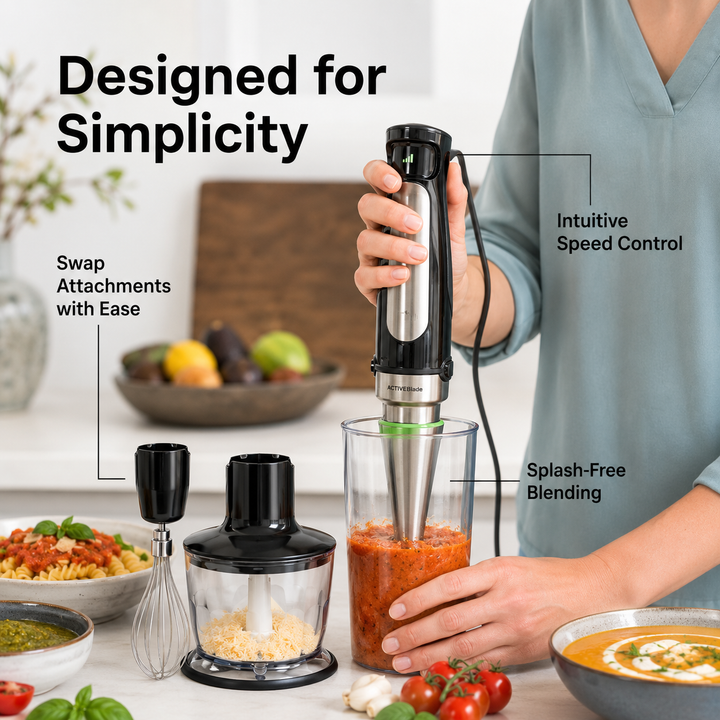 Immersion Hand Blender 3-in-1 with Food Chopper & Whisk