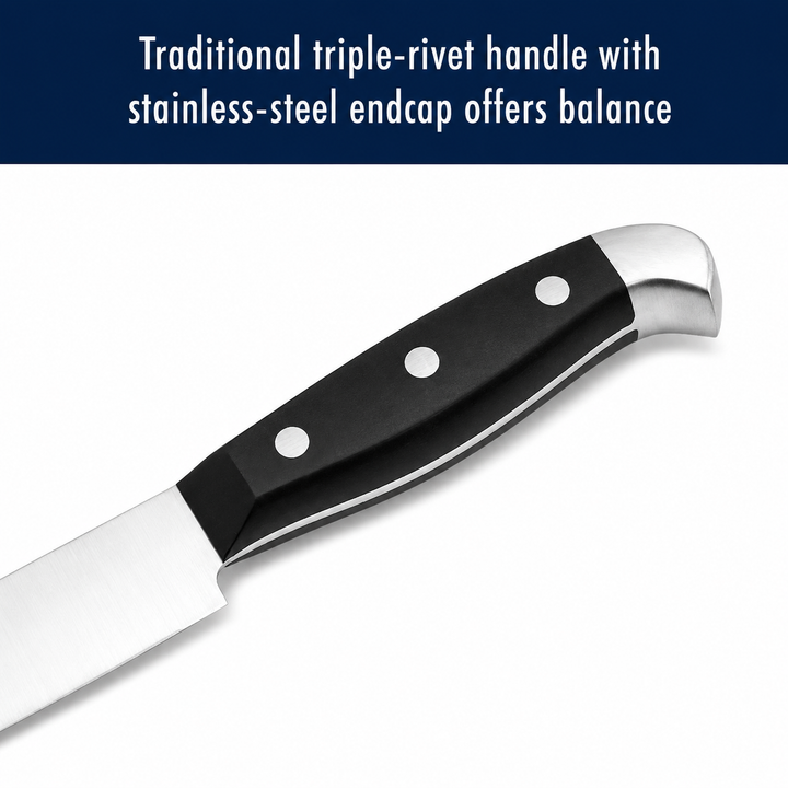 15-Piece Kitchen Knife Block Set with Razor-Sharp Stainless Steel Blades, Wooden Storage Block, Chef Knife, Utility Knives, Steak Knives, Kitchen Shears & Sharpening Steel