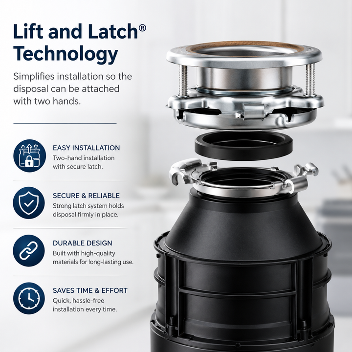 Heavy-Duty 1/2 HP Kitchen Garbage Disposal – Continuous Feed Food Waste Disposer for Residential Sinks, Compact & Reliable Waste Grinding System